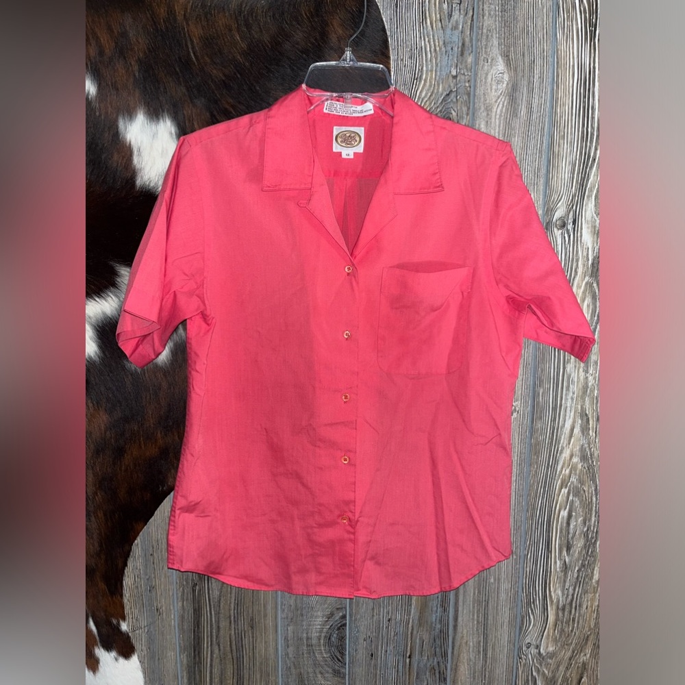 Picket and Post size 12 women’s button up short sleeve blouse
